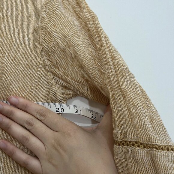 J. Jill PureJill Open Weave Linen 3/4 Sleeve Boxy Top S Petite Lagenlook Beach - Picture 6 of 10